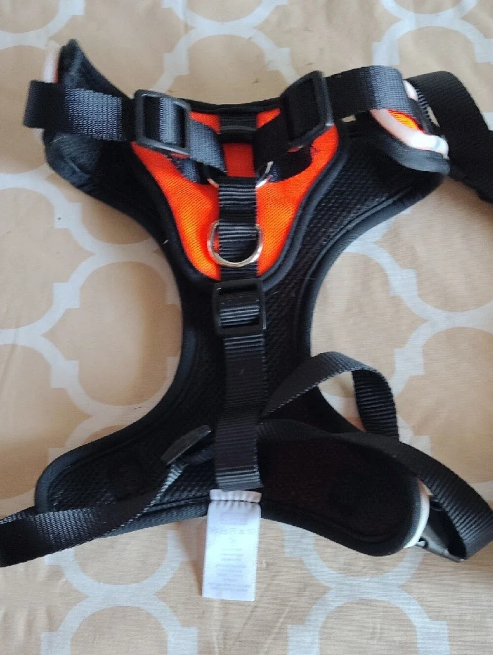 LED Light-Up Reflective Dog Harness - Orange & Green